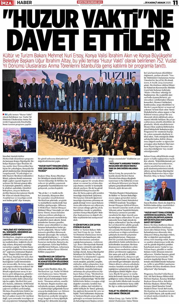 Konya İmza E-GAZETE (25 Kasım / 1 Aralık 2025) 11